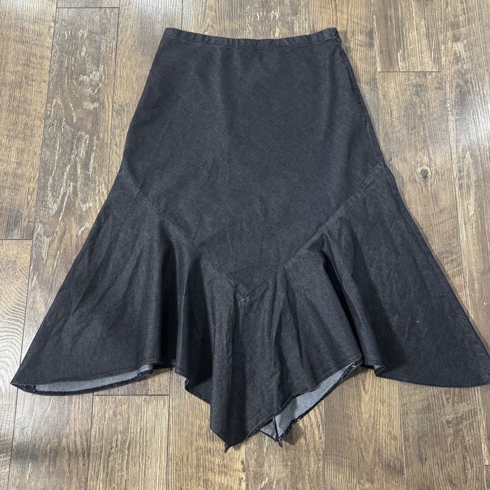 Women's Larry Levine Dark Denim Midi Skirt - Size 14